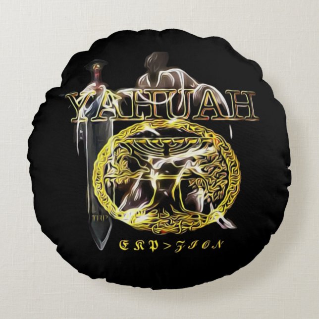 Yahuah-Name Above All Names 03 Royal Round Pillow (Front)
