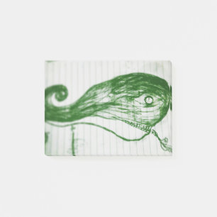 yaie green whale anime manga cartoon drawing post-it notes