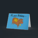 Yak Birthday card<br><div class="desc">A brown, hairy, cartoon yak, smiling happily. He has bags strapped to his back. The card says "It's your Birthday" "Stop yakking and cut the cake", "Happy birthday". You can add text or modify existing text on most of my products, simply use the customize button. Thanks for viewing my work....</div>