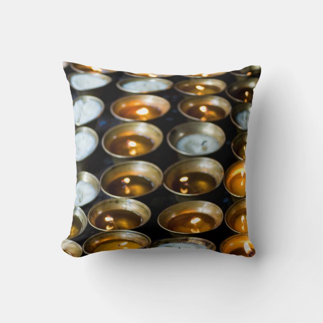 Yak Butter Candles Throw Pillow (Front)
