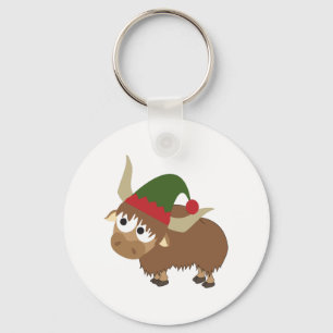 Yak Christmas Elf Keychain