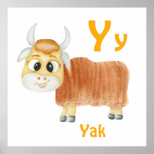 Yak personalize ABC: Letter Y - Add Your Name Poster