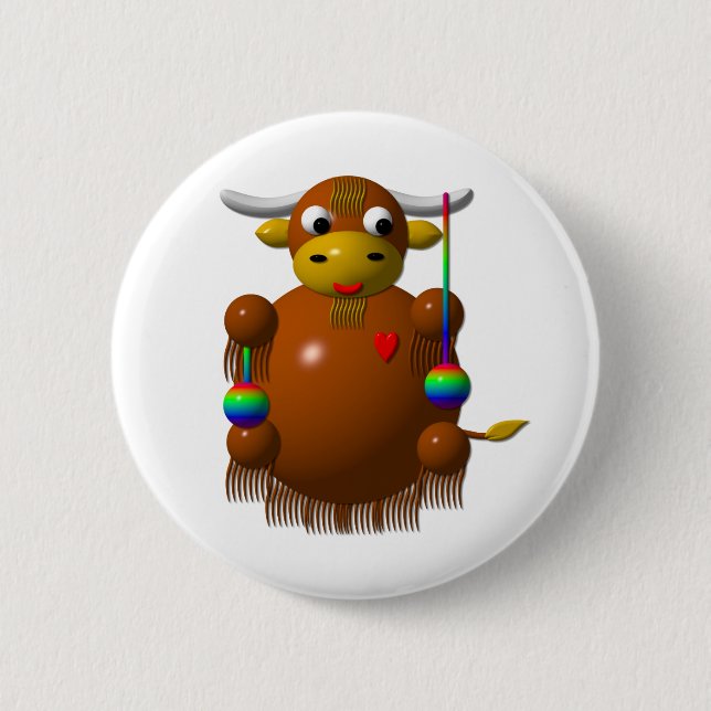Yak playing with Yo-Yos 2 Inch Round Button (Front)