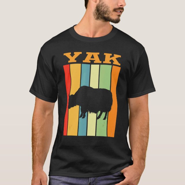 Yak Shadow Silhouette In Retro Colours T-Shirt (Front)