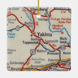 Yakima WA Vintage Map Ceramic Ornament