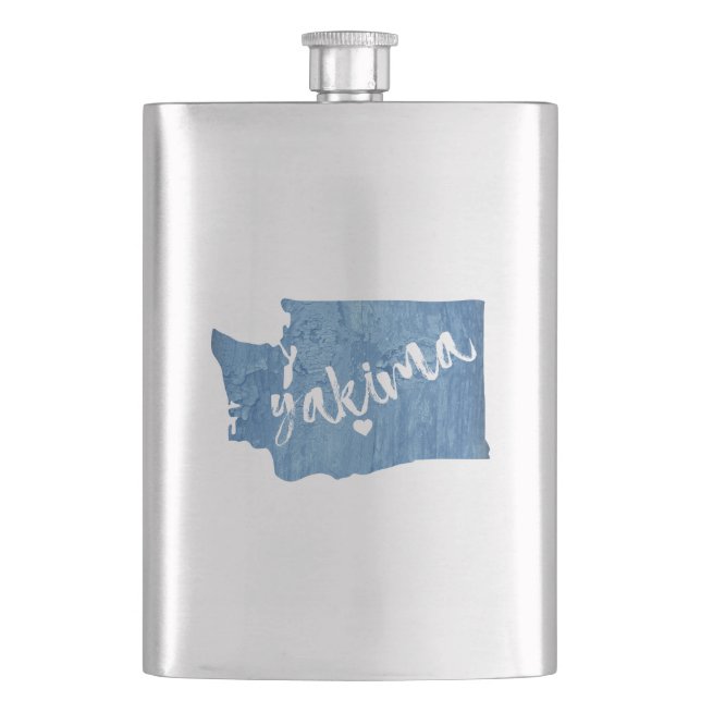 Yakima Washington Wood Grain Hip Flask (Front)