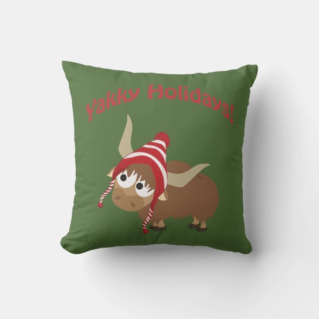 Yakky Holidays! Throw Pillow (Front)