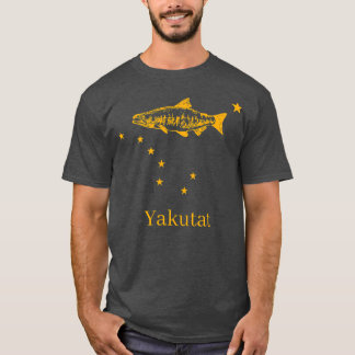 Yakutat Alaska State Flag Salmon Fishing  T-Shirt