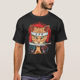 Yakuza Cat Japanese Samurai Sword Katana Japan Tig T-Shirt