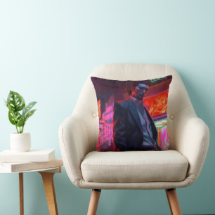 Yakuza Neon City  Throw Pillow