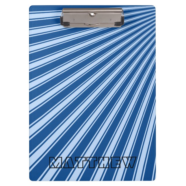 Yale Blue Colour Stripe Funky Pattern Clipboard (Front)