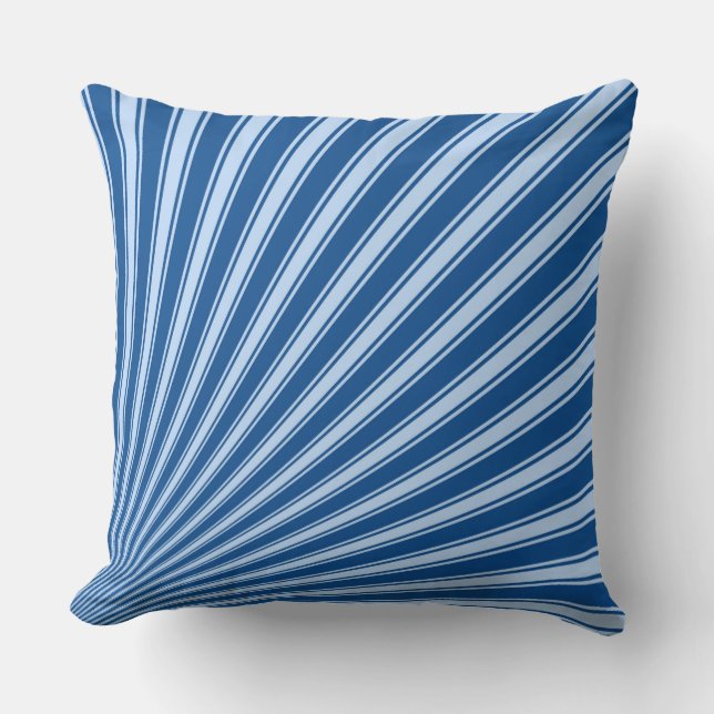 Yale Blue Funky Sun Rays Background Throw Pillow (Front)