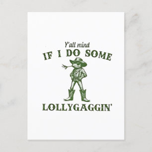 Y'all Mind If I Do Some Lollygang Retro Boho Frog Announcement Postcard