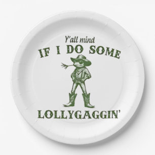 Y'all Mind If I Do Some Lollygang Retro Boho Frog Paper Plate