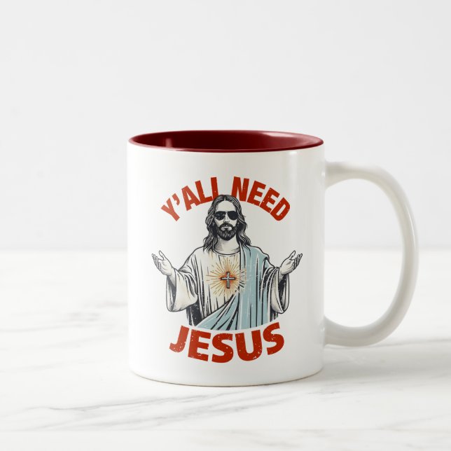 Y'all Need Jesus  Two-Tone Coffee Mug (Right)