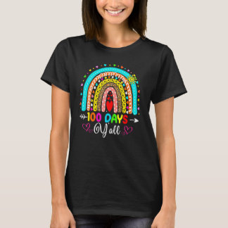Y'ALL Rainbow 100 Days Y'all Teacher Kids 100 Days T-Shirt