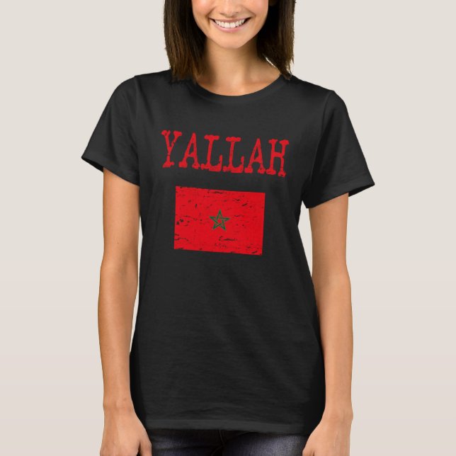 Yallah Arabic Moroccan flag T-Shirt (Front)