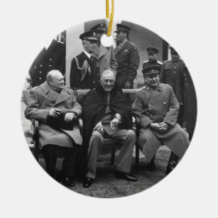 Yalta Conference Roosevelt Stalin Churchill 1945 Ceramic Ornament