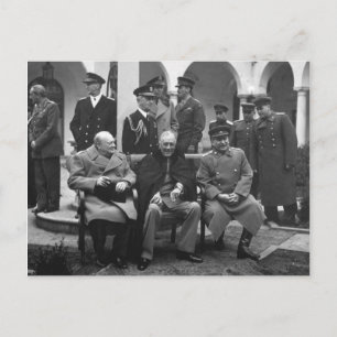 Yalta Conference Roosevelt Stalin Churchill 1945 Postcard
