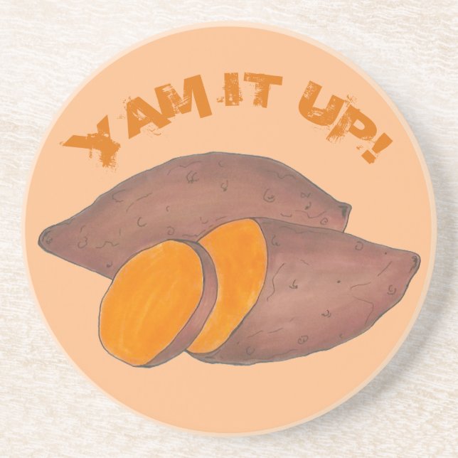 Yam It Up Funny Orange Sweet Potato Funny Foodie Coaster (Front)