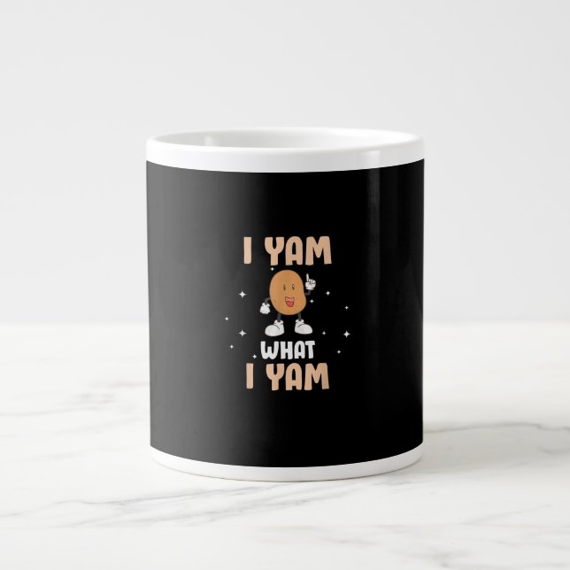 Yam What I Yam Funny Potato Pun Thanksgiving Large Coffee Mug (Front)