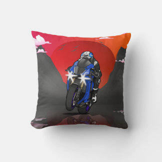 Yamaha R1 in the sunset Throw Pillow