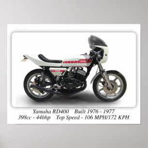 Yamaha RD400 Motorcycle - A3 Size Print Poster