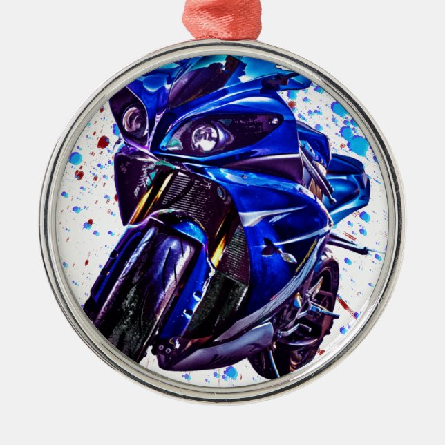 Yamaha YZF R1 Art Print Metal Ornament (Front)