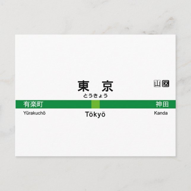 Yamanote line TOKYO 山手線 駅名看板　東京 Postcard (Front)