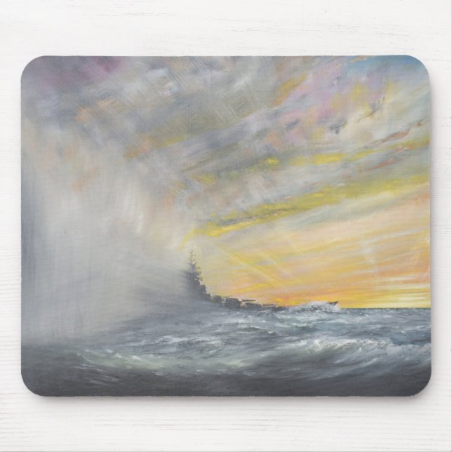 Yamato Emerges from Pacific Typhoon 1944 2010 Mouse Pad (Front)