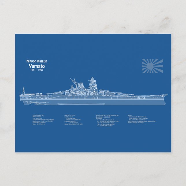 Yamato - Ship Blueprint Plans ABD Postcard (Front)
