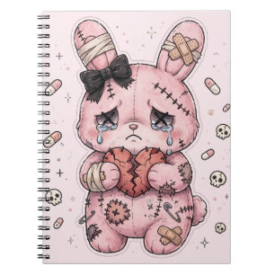 Yami Kawaii Sad Bunny Spiral Notebook  Pastel Goth