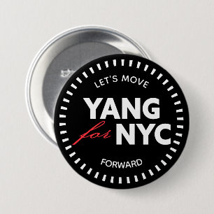 Yang for NYC Let's Move Forward 46yo Dots Black 3 Inch Round Button