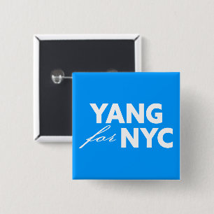 Yang for NYC New York City Mayor Election Blue 2 Inch Square Button