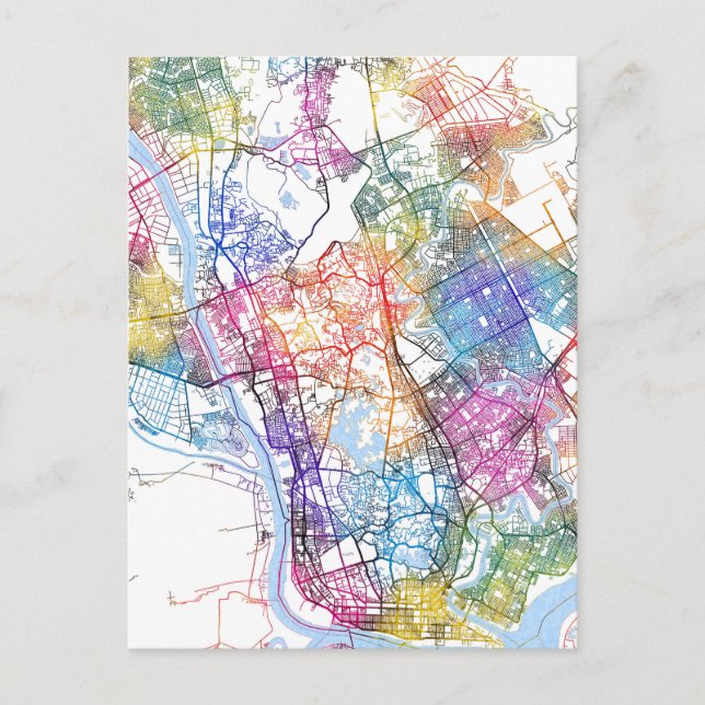 Yangon Myanmar City Map Postcard (Front)