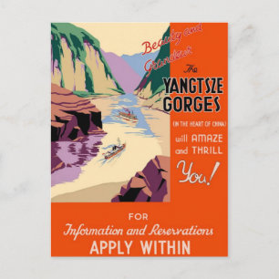 Yangtsze Yangtze Gorges China Vintage Travel Art Postcard