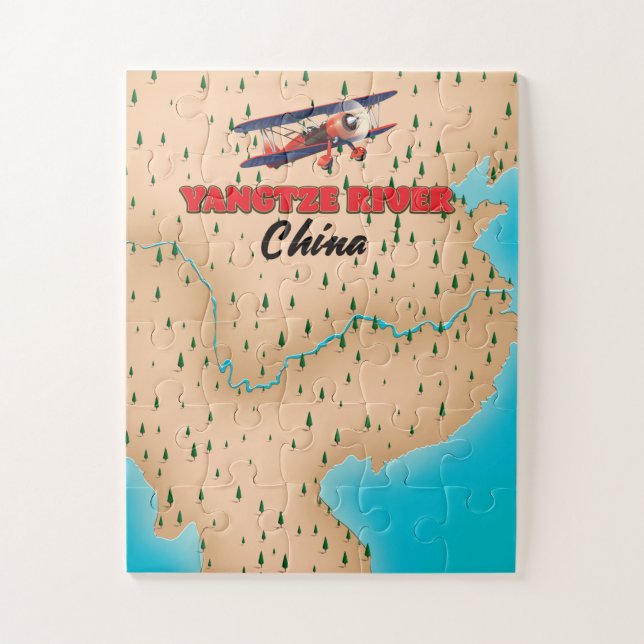 Yangtze river China map poster Jigsaw Puzzle (Vertical)