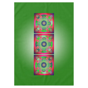YANTRA - the great wheel - green pink Tablecloth