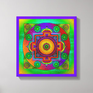 YANTRA - the great wheel - green violet Canvas Print