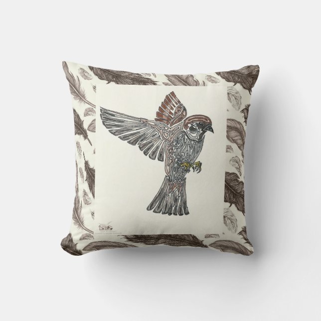 YAP | Tribal Sparrowhawk | Youth Art Project Throw Pillow (Front)