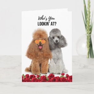 Yappy Anniversary with Poodle Couple Roses Holiday Card