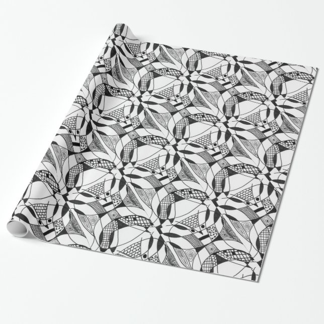 "Yappy Dog" Abstract Design Wrapping Paper (Unrolled)