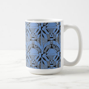 "Yappy Dog on Blue Tiled" Abstract Design Mug