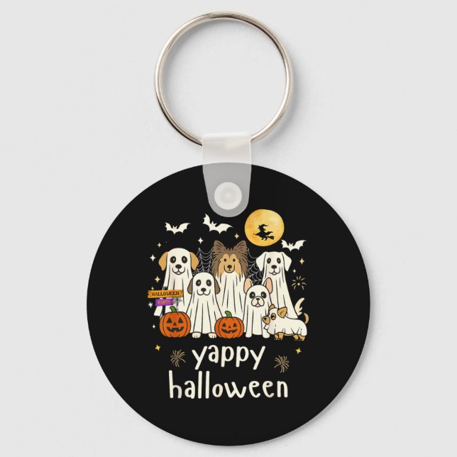 Yappy Halloween Funny Dog Ghosts Halloween 1 Keychain (Front)