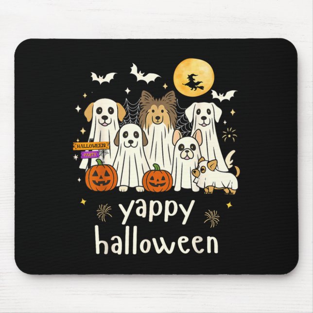 Yappy Halloween Funny Dog Ghosts Halloween Mouse Pad (Front)