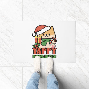 Yappy Howlidays - Cute Christmas Dog Cartoon Doormat