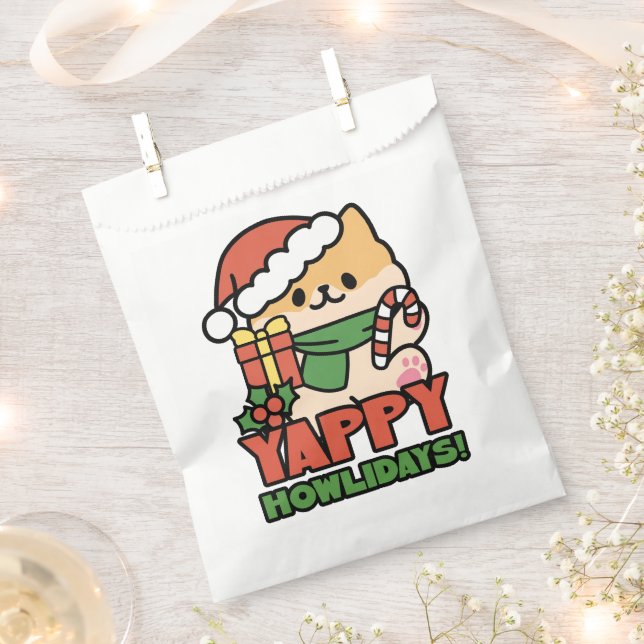 Yappy Howlidays - Cute Christmas Dog Cartoon Favour Bag (Clipped)