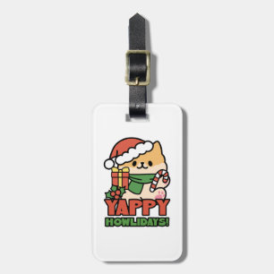 Yappy Howlidays - Cute Christmas Dog Cartoon Luggage Tag