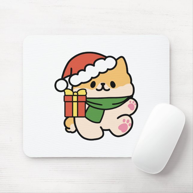 Yappy Howlidays - Cute Christmas Dog Cartoon Mouse Pad (With Mouse)