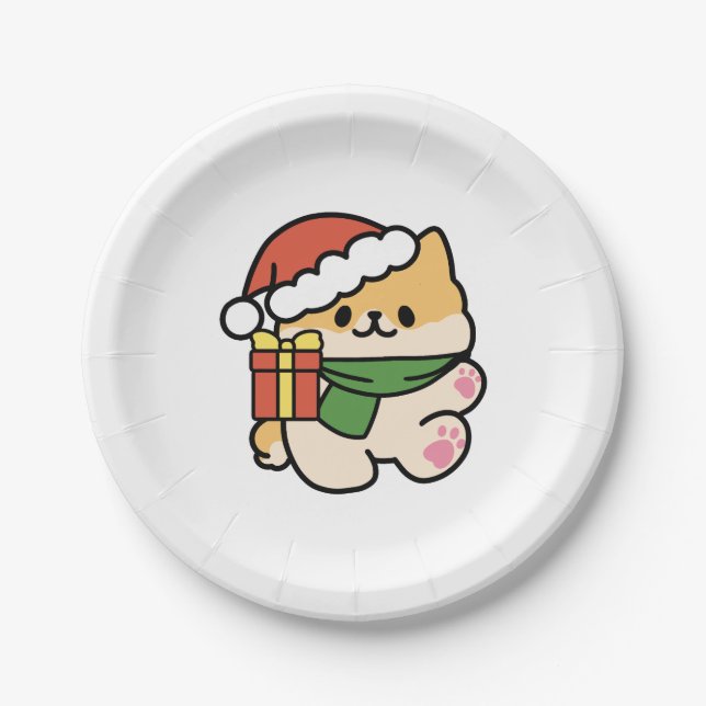 Yappy Howlidays - Cute Christmas Dog Cartoon Paper Plate (Front)